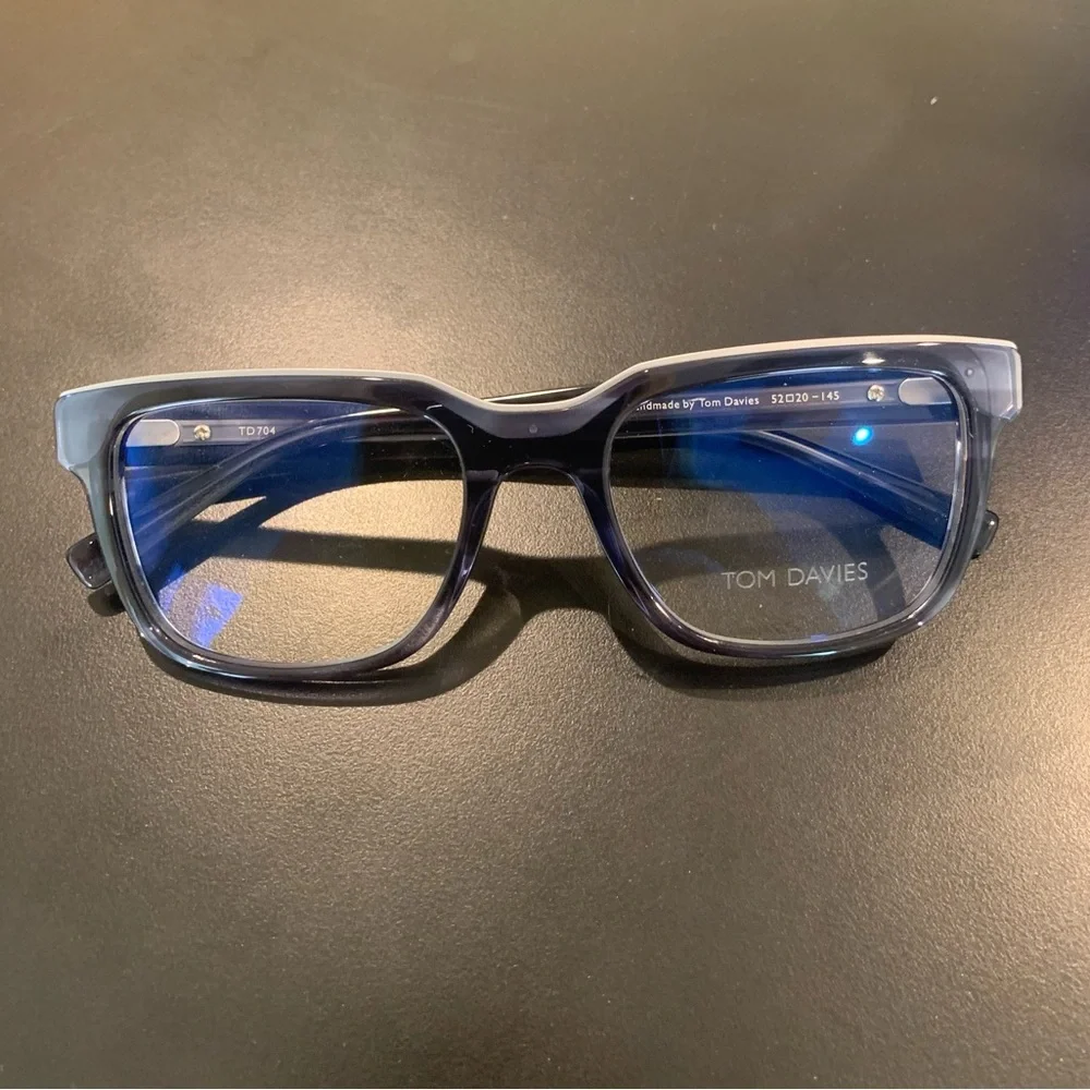 TOM DAVIES 704 Col 2055. Blue & Silver. 52mm Square Eyeglasses